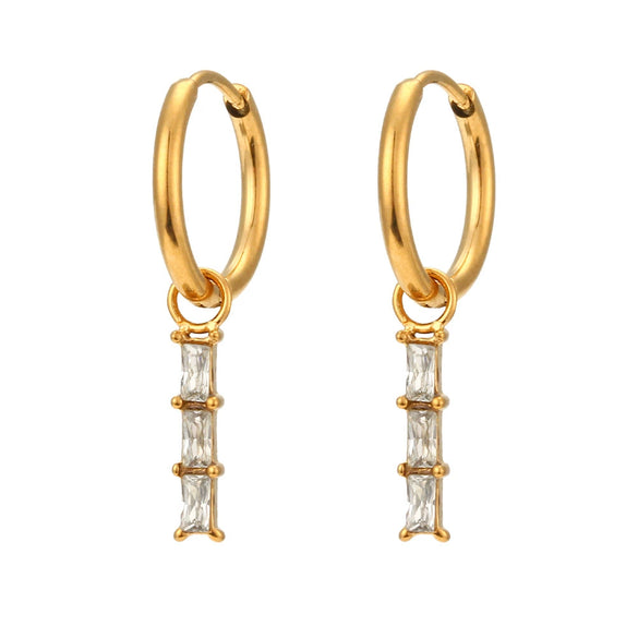 Fashion Cross And Eightpointed Star Earrings Jewelry Stainless Steel Electroplated Geometric Style For Women