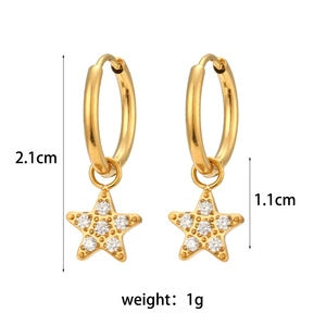 Fashion Cross And Eightpointed Star Earrings Jewelry Stainless Steel Electroplated Geometric Style For Women