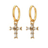 Fashion Cross And Eightpointed Star Earrings Jewelry Stainless Steel Electroplated Geometric Style For Women