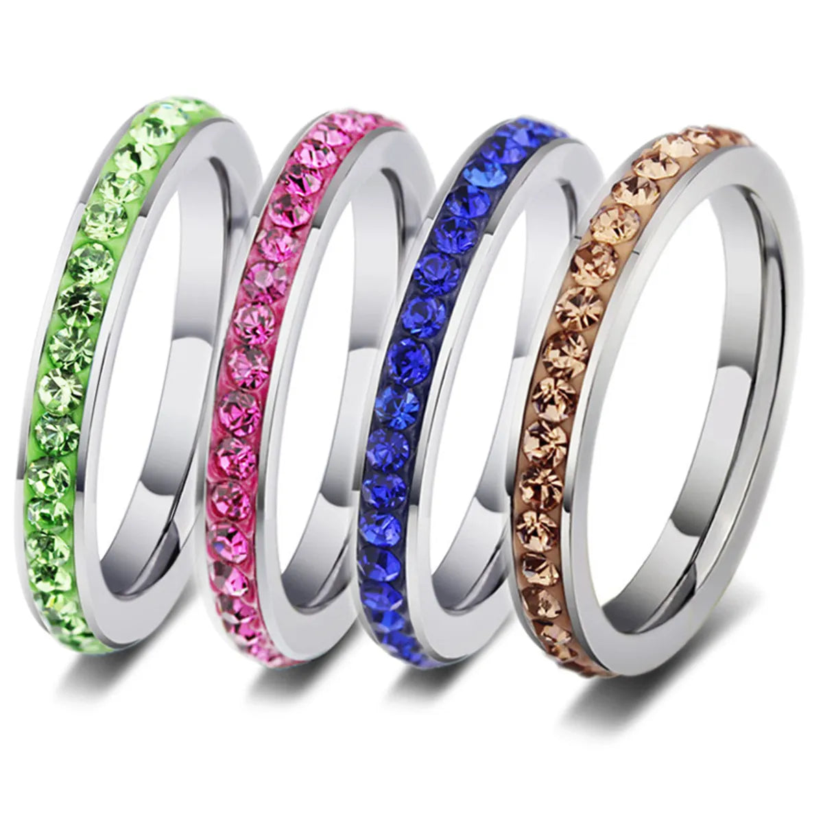 Fashion Cross-border Hot-selling Jewelry Mud Stick Diamond Color Stainless Steel Ring Wholesale Ring