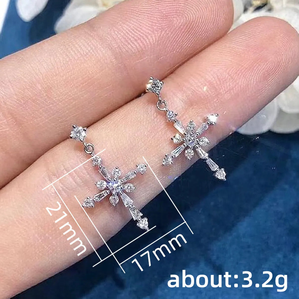 Fashion Cross Copper Drop Earrings Plating Inlay Zircon Copper Earrings