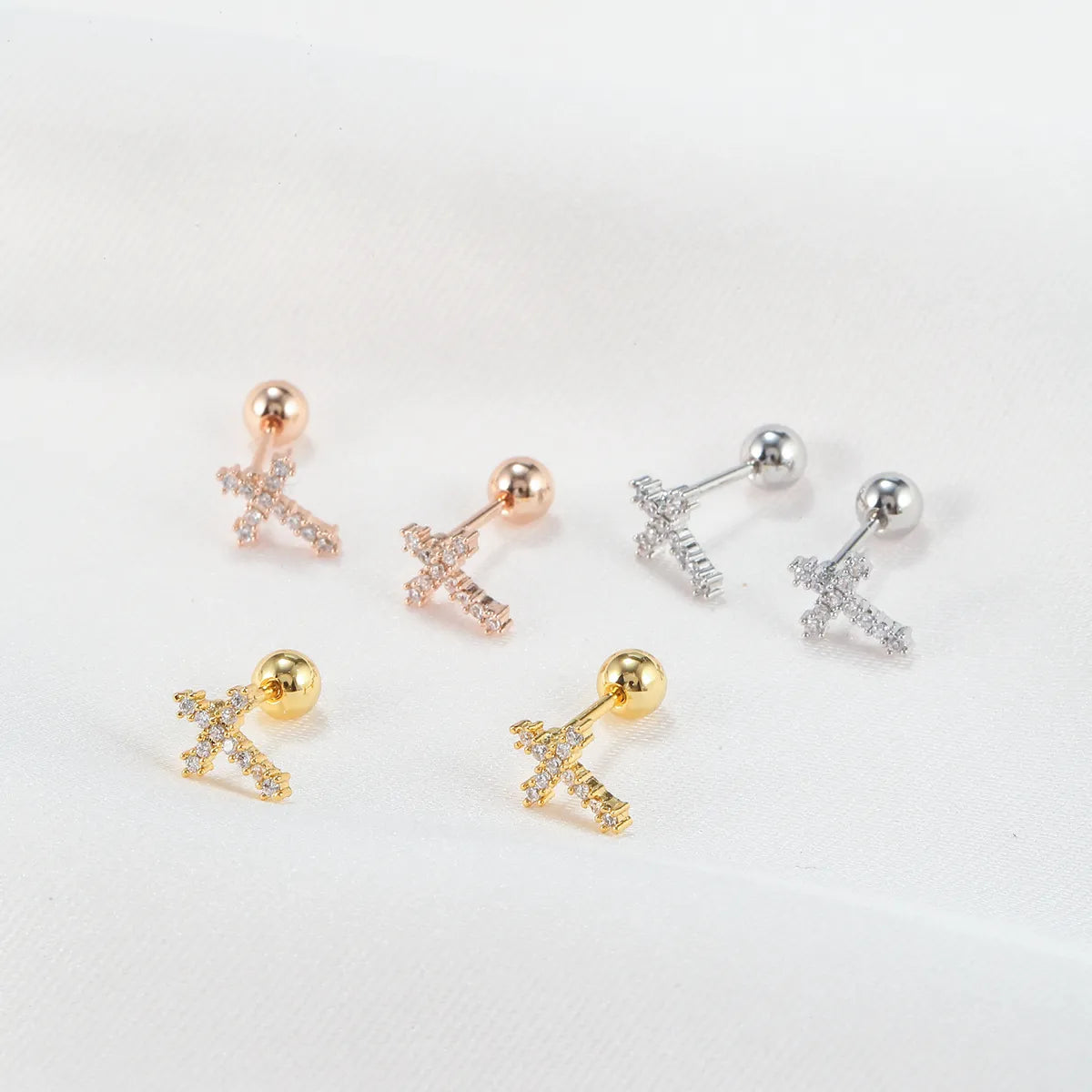 Fashion Cross Copper Ear Bone Stud Screw Ball Piercing Jewelry Ear Stud Wholesale