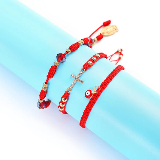 Fashion Cross Devil's Eye Alloy Braid Women's Bracelets