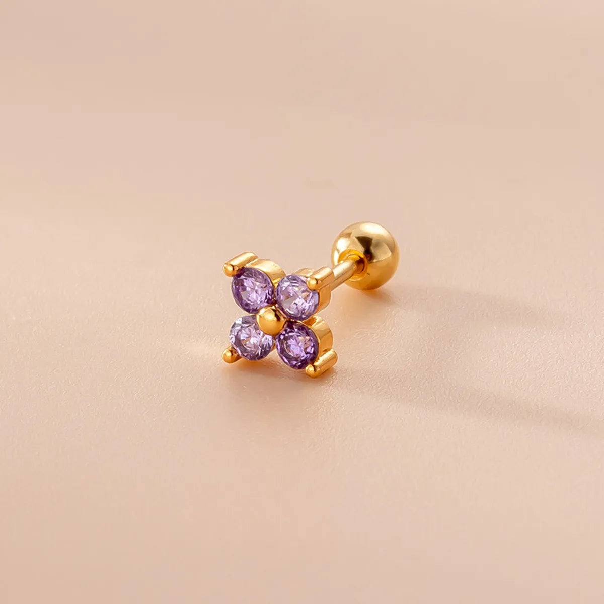 Fashion Cross Flower Stainless Steel Ear Studs Plating Zircon Stainless Steel Earrings 1 Piece