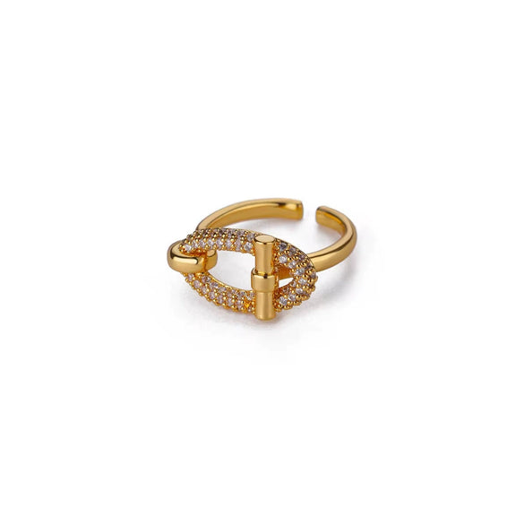 Fashion Cross Multilayer Open Ring For Women Stainless Steel Goldplated Water Drop Shape