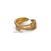 Fashion Cross Multilayer Open Ring For Women Stainless Steel Goldplated Water Drop Shape
