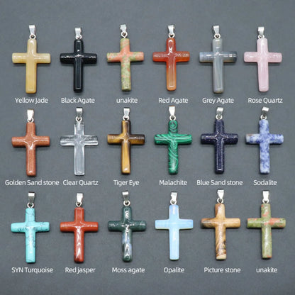 Fashion Cross Natural Stone Polishing Jewelry Accessories 1 Piece