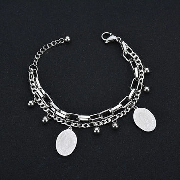 Fashion Cross Oval Heart Shape Stainless Steel Polishing Plating Bracelets 1 Piece