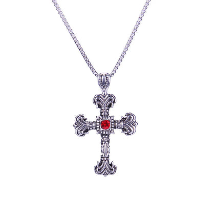 Fashion Cross Stainless Steel Alloy Inlay Rhinestones Unisex Pendant Necklace 1 Piece