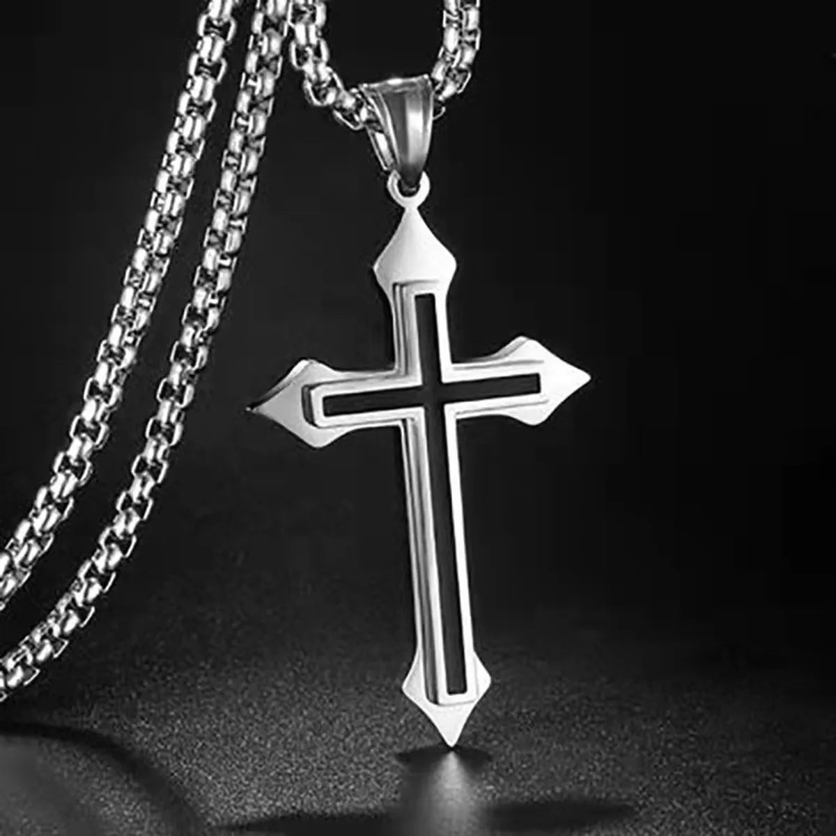 Fashion Cross Stainless Steel Alloy Stoving Varnish Unisex Pendant Necklace 1 Piece