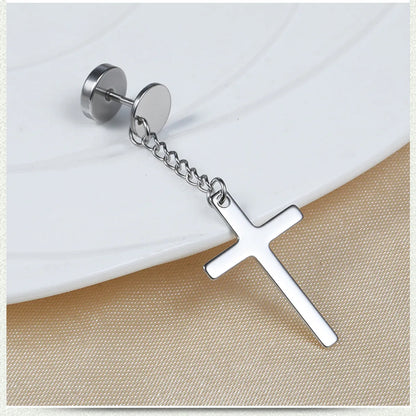 Fashion Cross Stainless Steel Drop Earrings Plating Stainless Steel Earrings 1 Piece