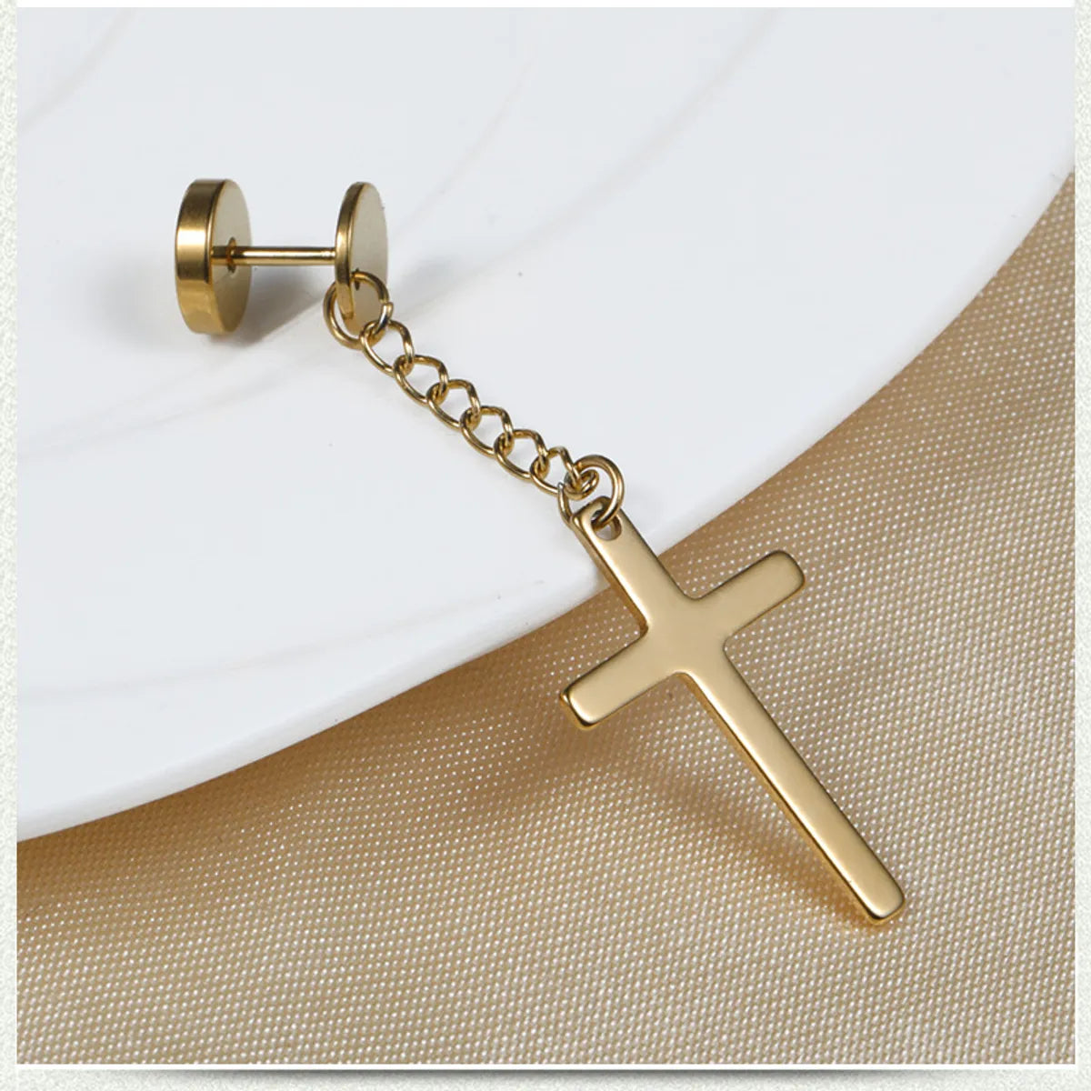 Fashion Cross Stainless Steel Drop Earrings Plating Stainless Steel Earrings 1 Piece