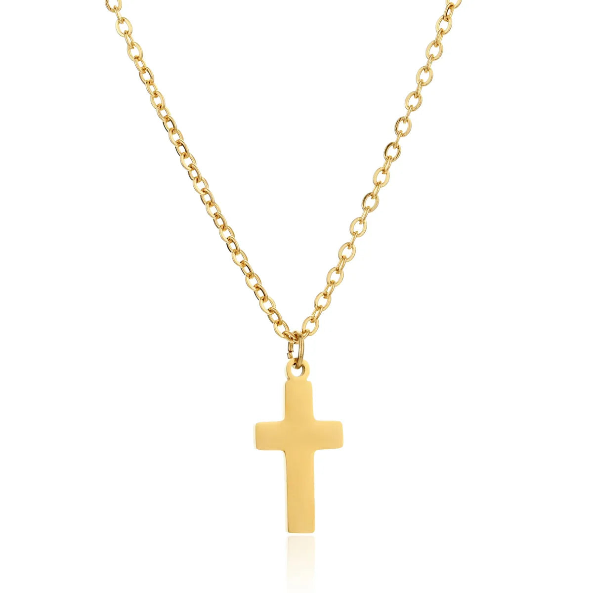 Fashion Cross Stainless Steel Gold Plated Pendant Necklace