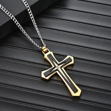 Fashion Cross Stainless Steel Plating Zircon Pendant Necklace 1 Piece