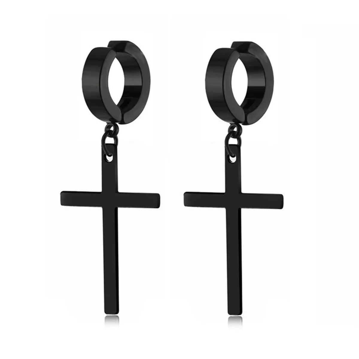 Fashion Cross Titanium Steel Plating Dangling Earrings 1 Piece