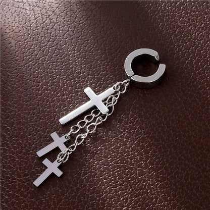 Fashion Cross Titanium Steel Plating Drop Earrings 1 Piece