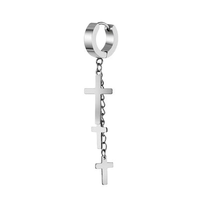 Fashion Cross Titanium Steel Plating Drop Earrings 1 Piece