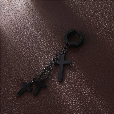 Fashion Cross Titanium Steel Plating Drop Earrings 1 Piece