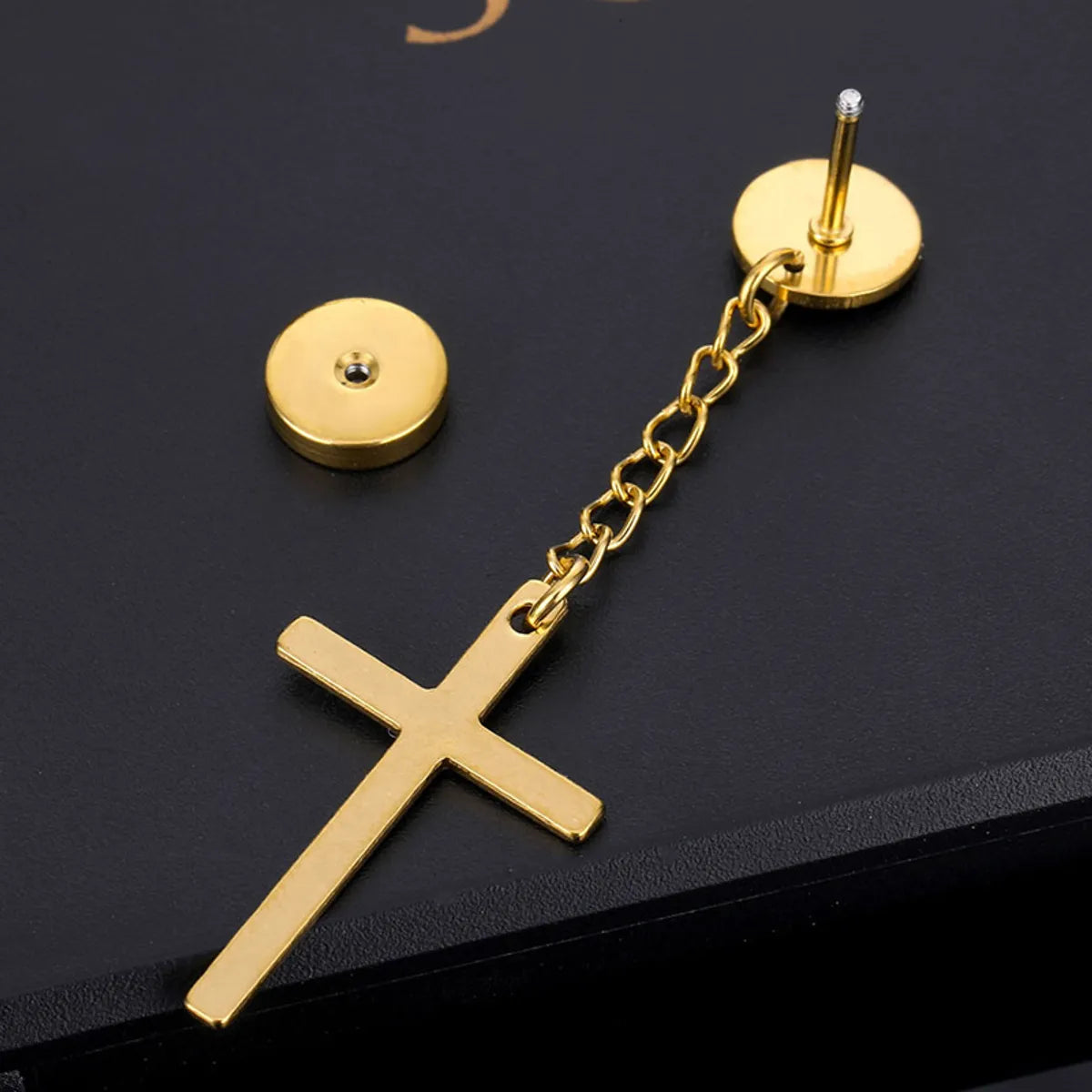 Fashion Cross Titanium Steel Plating Drop Earrings 1 Piece