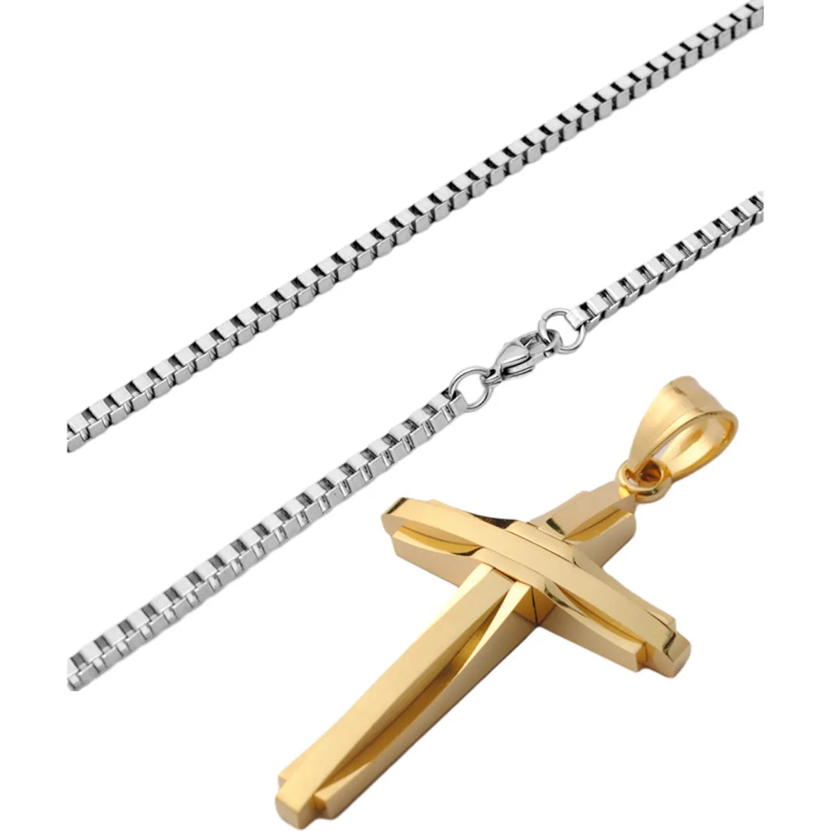 Fashion Cross Titanium Steel Polishing Pendant Necklace 1 Piece