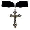 Fashion Cross Velvet Alloy Plating Women'S Choker 1 Piece