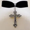 Fashion Cross Velvet Alloy Plating Women'S Choker 1 Piece