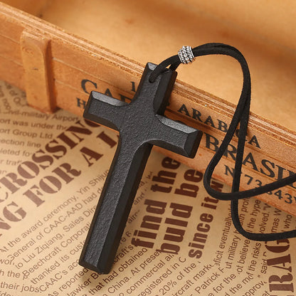 Fashion Cross Wood Unisex Pendant Necklace Long Necklace