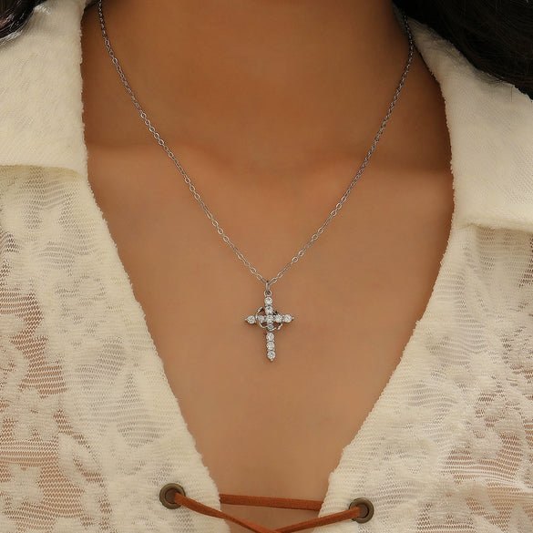 Fashion Crown Cross Jewelry Copper Regular Chain Diamond Design Women's Highend Jewelry Wholesale