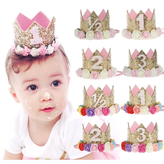 Fashion Crown Plastic Cloth Flower Party Headpieces