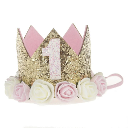 Fashion Crown Plastic Cloth Flower Party Headpieces