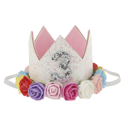 Fashion Crown Plastic Cloth Flower Party Headpieces