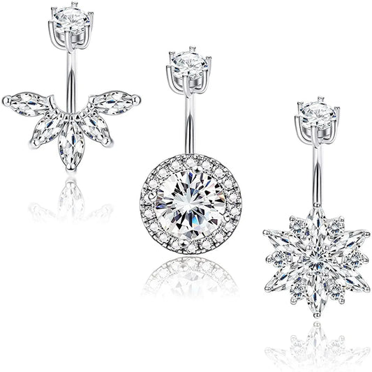 Fashion Crown Stainless Steel Zircon Belly Ring 1 Piece 1 Set