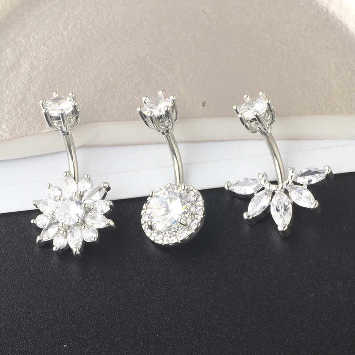 Fashion Crown Stainless Steel Zircon Belly Ring 1 Piece 1 Set