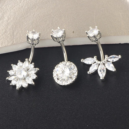 Fashion Crown Stainless Steel Zircon Belly Ring 1 Piece 1 Set