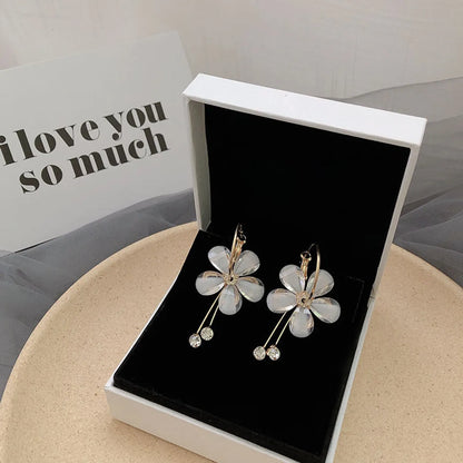 Fashion Crystal Flower Earrings Korean Long Tassel Earrings Wholesale