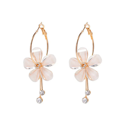 Fashion Crystal Flower Earrings Korean Long Tassel Earrings Wholesale