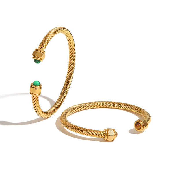 Fashion Cshaped Titanium Steel And Stainless Steel Bracelet For Women With Geometric Design And Electroplating Treatment