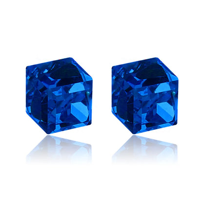 Fashion Cube Color Zircon Magnetic Earrings