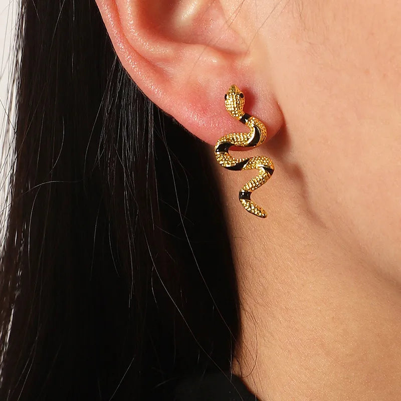 Fashion Curved Snake Alloy Earrings