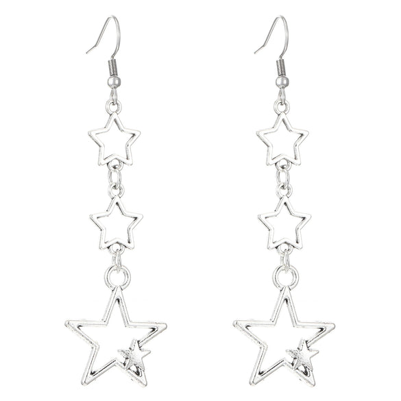 Fashion Cut Out Fivepointed Star Earrings For Women Zinc Alloy Resin Electroplating