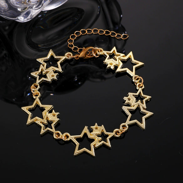 Fashion Cut Out Fivepointed Star Earrings For Women Zinc Alloy Resin Electroplating