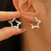 Fashion Cut Out Fivepointed Star Earrings For Women Zinc Alloy Resin Electroplating