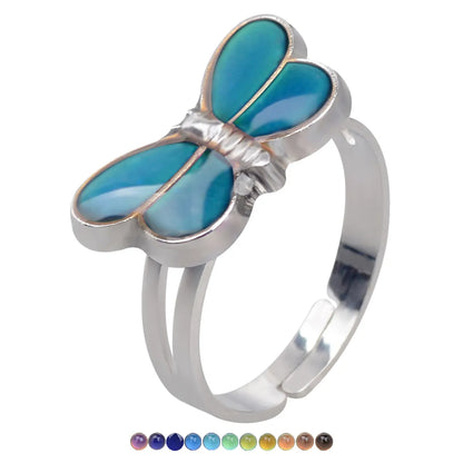 Fashion Cute Butterfly Temperature-Sensing Color Opening Ring