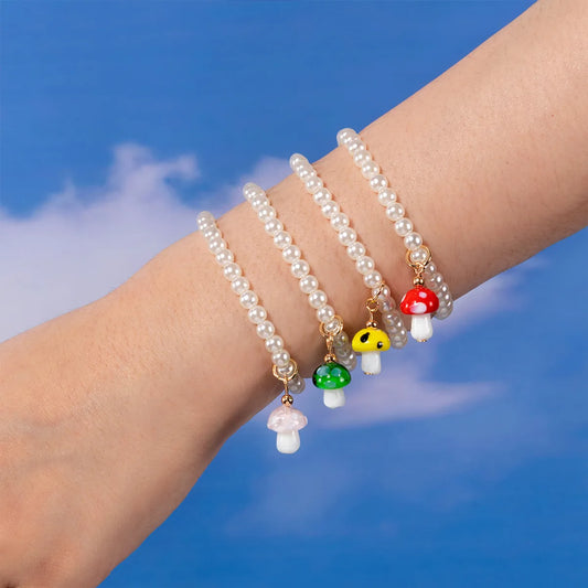 Fashion Cute Colorful Mushroom Pearl Beaded Bracelet Women