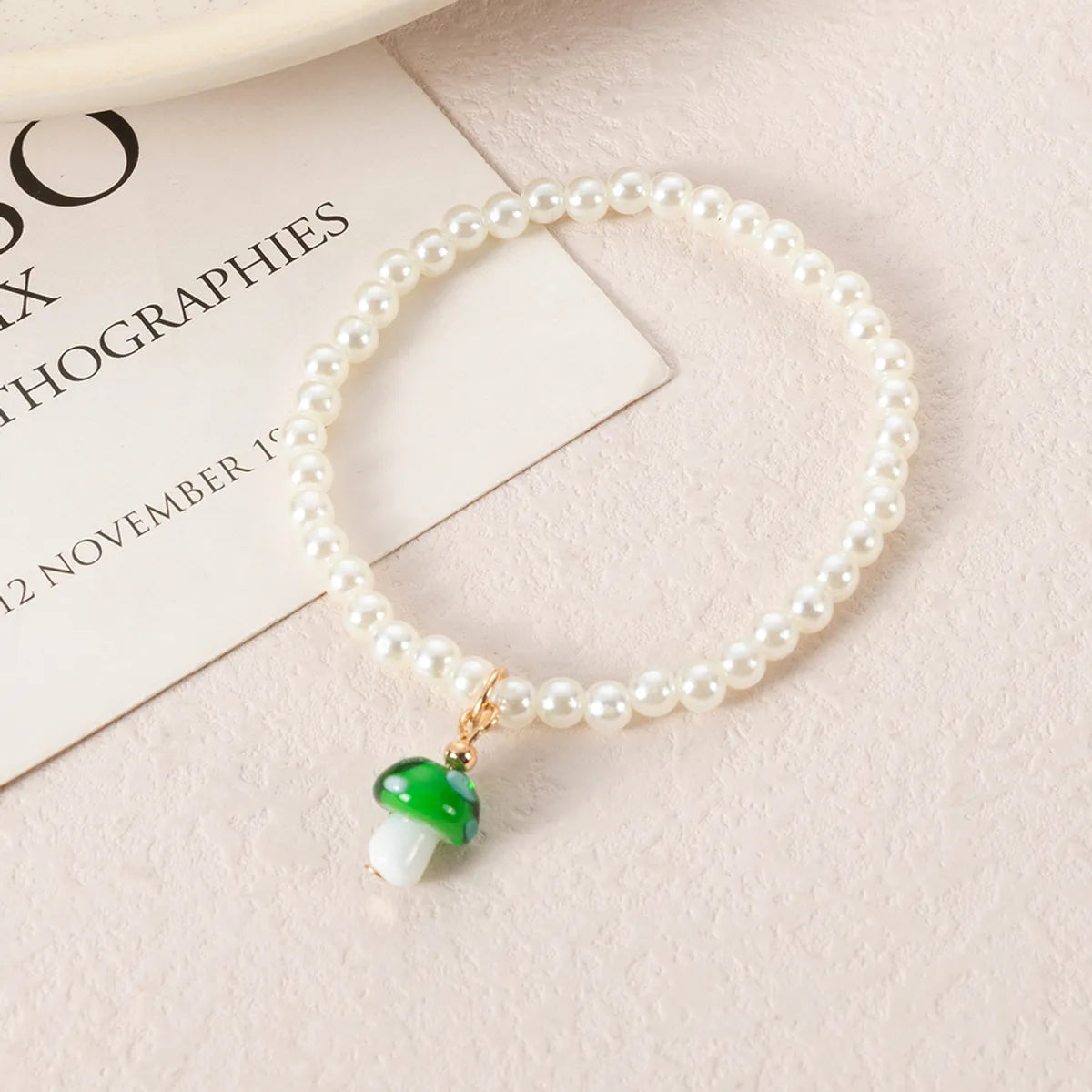 Fashion Cute Colorful Mushroom Pearl Beaded Bracelet Women