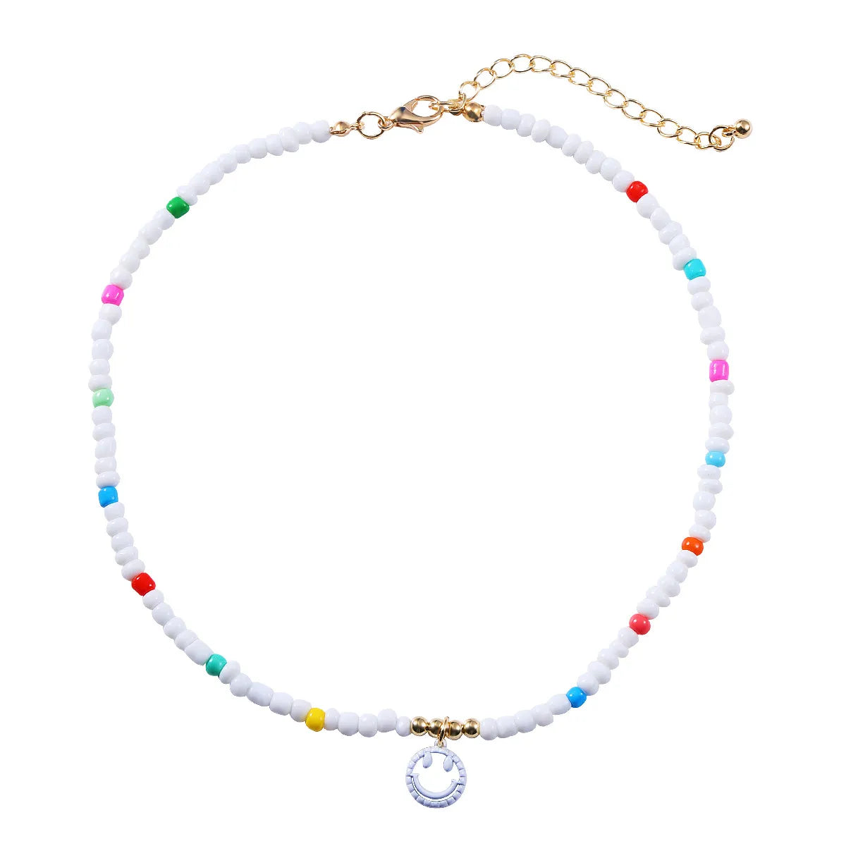 Fashion Cute Colorful Smile Face Pendant Resin Collarbone Chain