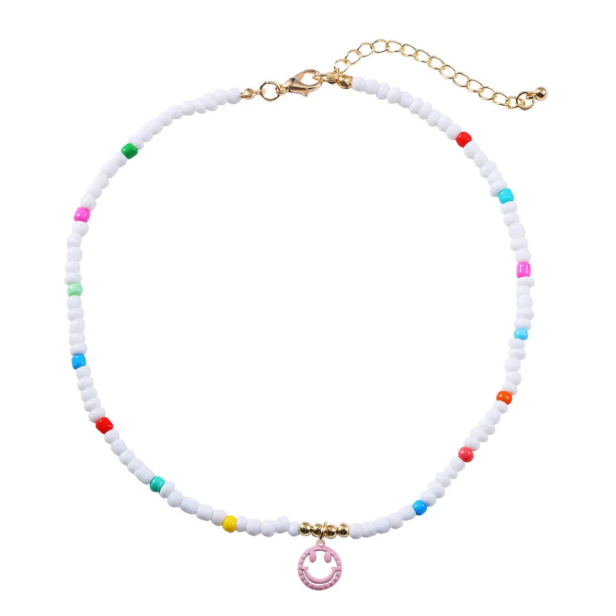 Fashion Cute Colorful Smile Face Pendant Resin Collarbone Chain