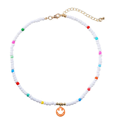 Fashion Cute Colorful Smile Face Pendant Resin Collarbone Chain