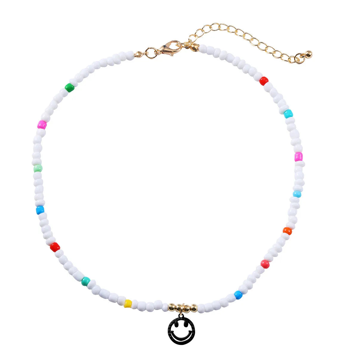 Fashion Cute Colorful Smile Face Pendant Resin Collarbone Chain