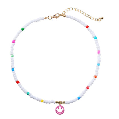 Fashion Cute Colorful Smile Face Pendant Resin Collarbone Chain